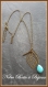 Sautoir en bronze ethnique type country feuille, perle turquoise et flèche 