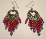 Boucles d'oreilles style baroque perles rouges et violettes 