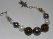 Bracelet perles et agates marrons et blanches 