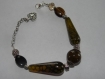 Bracelet perles agates olives et argentées 