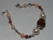 Bracelet perles et agate marrons et blanches 