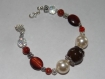 Bracelet perles et agate marrons et blanches 