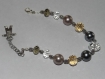 Bracelet perles de verre marron et transparentes 