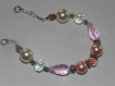 Bracelet perles de verre roses et transparentes 