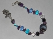Bracelet perles turquoise, violet et gris 