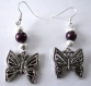 Boucles d'oreilles perles violettes et papillons 