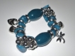 Bracelet perles bleu/ vert d'eau et argentées 