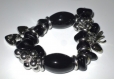 Bracelet perles noires et argentées 