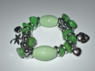 Bracelet perles vertes et argentées 