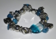 Bracelet perles bleues et argentées 