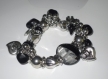 Bracelet perles noires et argentées 