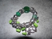 Bracelet perles argentées et vertes 