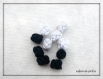 Lot de 10 perles en soie faites main noir et blanc de 8 mm