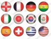 Images digitales drapeaux sur ballon pays coupe du monde cabochons ronds 25 mm 