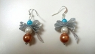 Boucles d'oreilles ange ruban et perles 