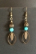 Boucles d'oreilles bronzes et perles bleues turquoises 