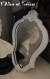 Miroir ancien coquille en plâtre patiné craie / envoi offert 