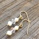 Boucles d'oreilles cristals swarovski et perles douces en laiton plaque or 