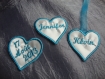 Coeurs personnalisés brodés pour jarretière aux prénoms des mariés et date de mariage 