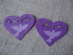 100 cœurs scrapbooking / carterie / loisir créatif colombe violet et mauve / parme 4 x 4 cm 