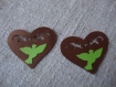 100 cœurs scrapbooking / carterie / loisir créatif colombe chocolat / vert anis 4 x 4 cm 