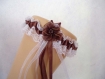 Kit jarretière dentelle blanche et marron / chocolat accessoire mariage 