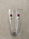 Boucle d'oreilles en verre nacré blanche et fushia 