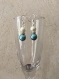 Boucle d'oreilles en verre nacré ivoire et bleu 