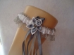 Kit jarretière dentelle gris / blanche, fleur accessoire mariage 