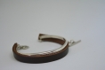 Bracelet - argent et cuir marron - personnalisation 