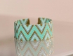 Bracelet manchette vert bleu blanc et doré (perles plaquées or) perles de rocaille miyuki 11/0 