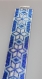 Bracelet manchette bleu et blanc en perles de rocaille miyuki motif étoile tissage peyote 
