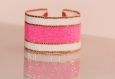 Bracelet en perles de rocaille miyuki 11/0 rose et dorées plaquées or 14 carats, bugles blanc 