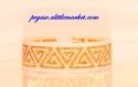 Bracelet manchette perles blanches et métallique plaquées or tissage peyote 