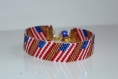 Bracelet manchette motif drapeau américain tissage peyote en perles de rocaille miyuki 11/0 