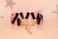 Bracelet en forme de vagues noir et rose en perles de rocaille miyuki 11/0 et bugles 6 mm 