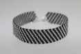 Bracelet manchette motif rayures tissage peyote en perles de rocaille miyuki 11/0 