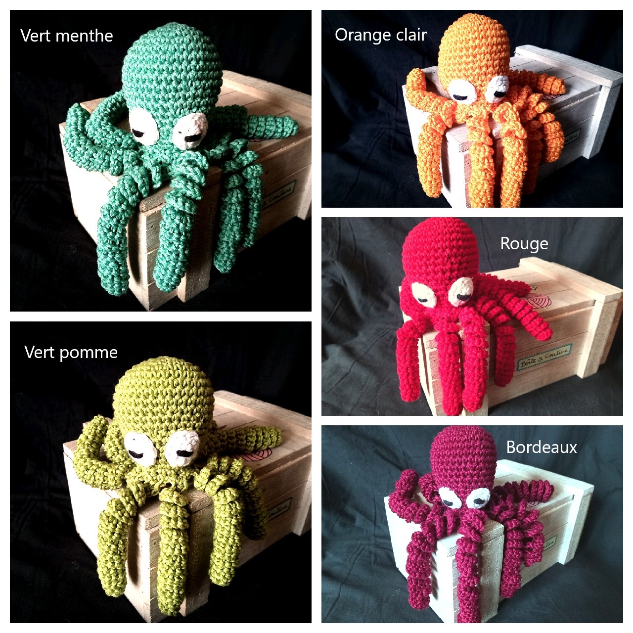 Pieuvre naissance doudou coton oeko-tex crochet fait main octopus