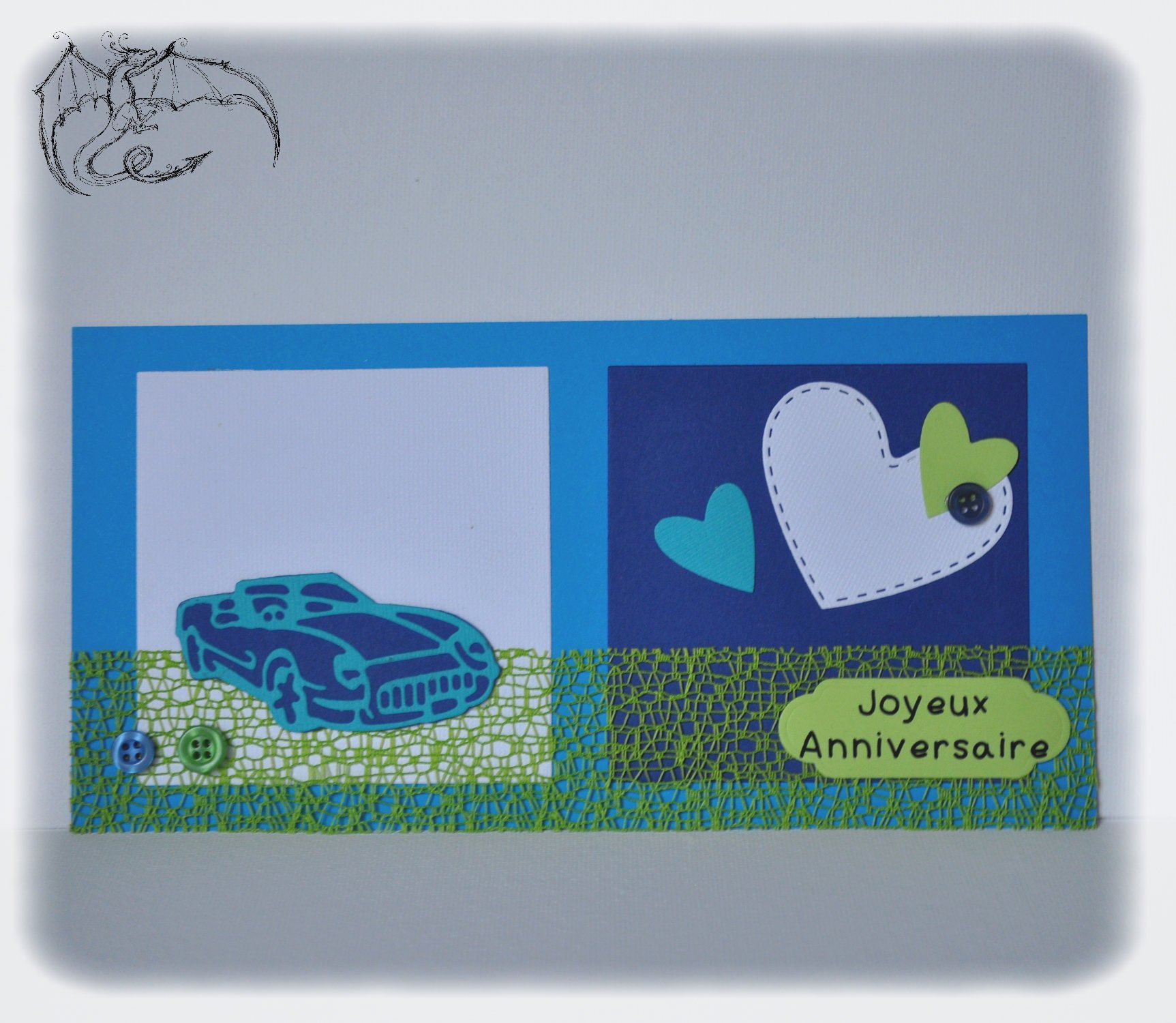 Carte Invitation Anniversaire Enfant Voiture Bleue