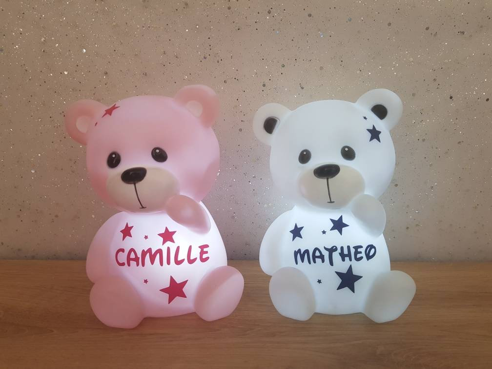 Veilleuse enfant décoration personnalisé avec le prénom au choix ours  ourson idéale naissance ou cadeau : par lesbolasdelola