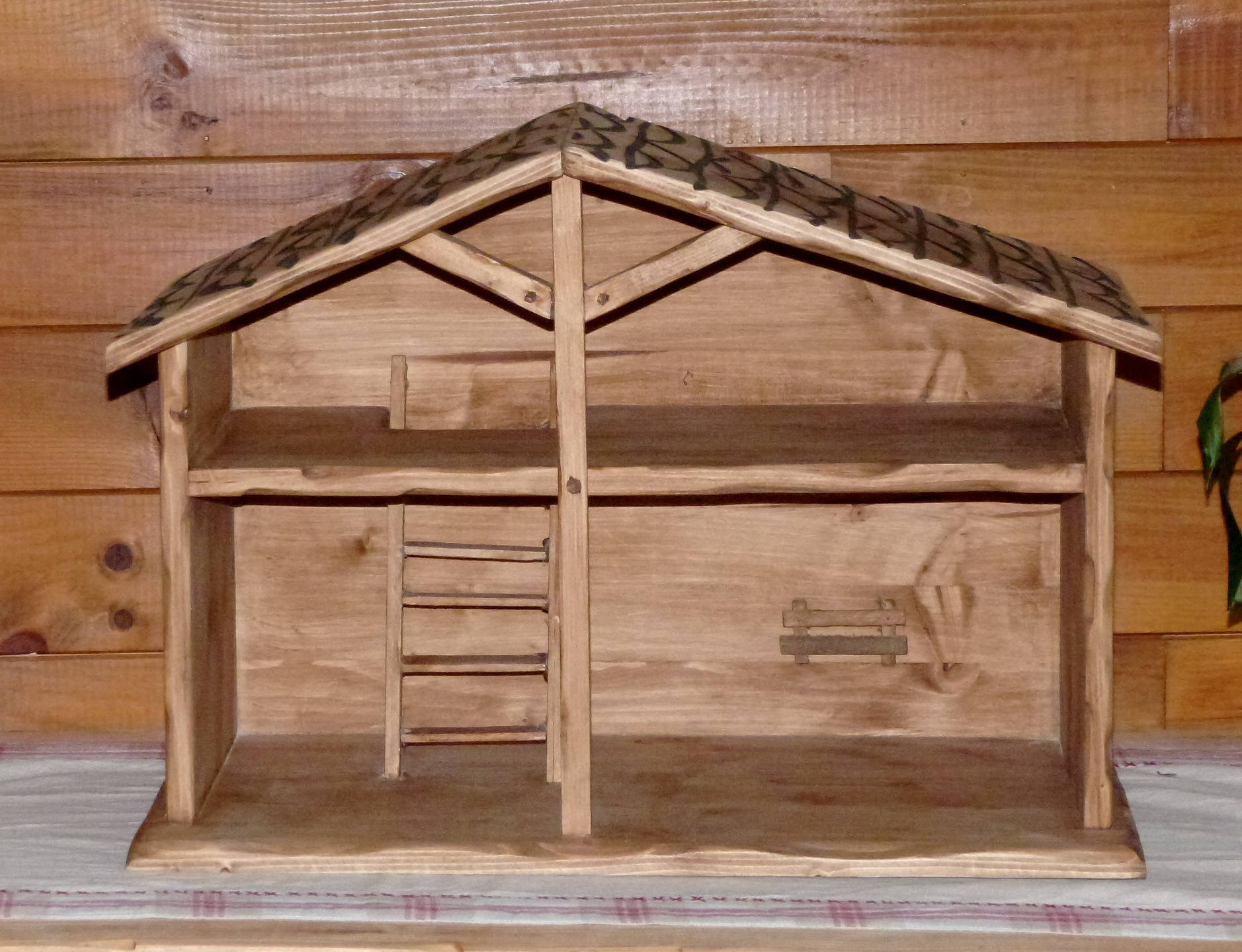 Crèche de noel artisanale en bois deco chalet montagne campagne deco 
