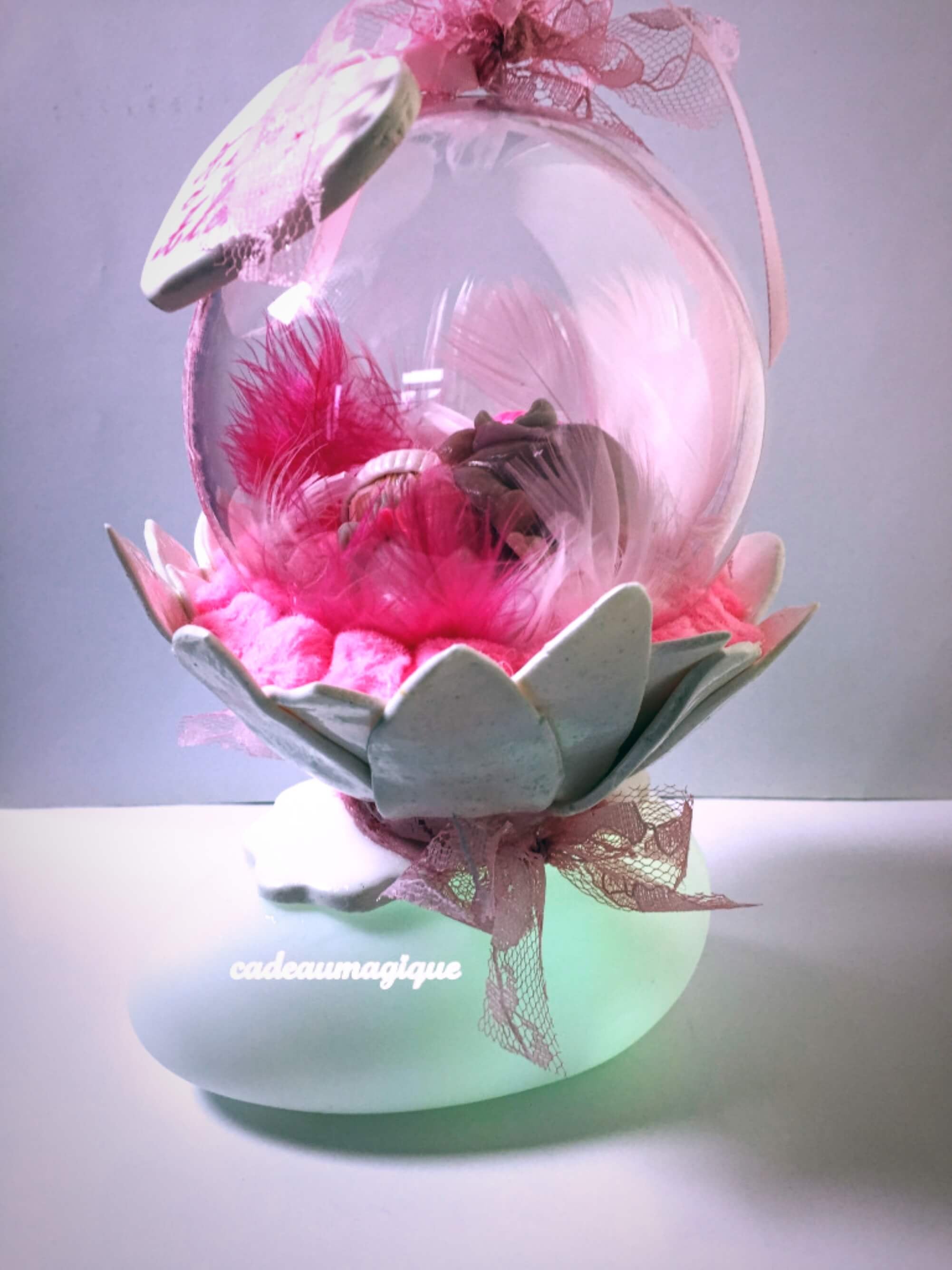 Veilleuse Cadeau Bébé personnalisé Rose corail – Les griottes