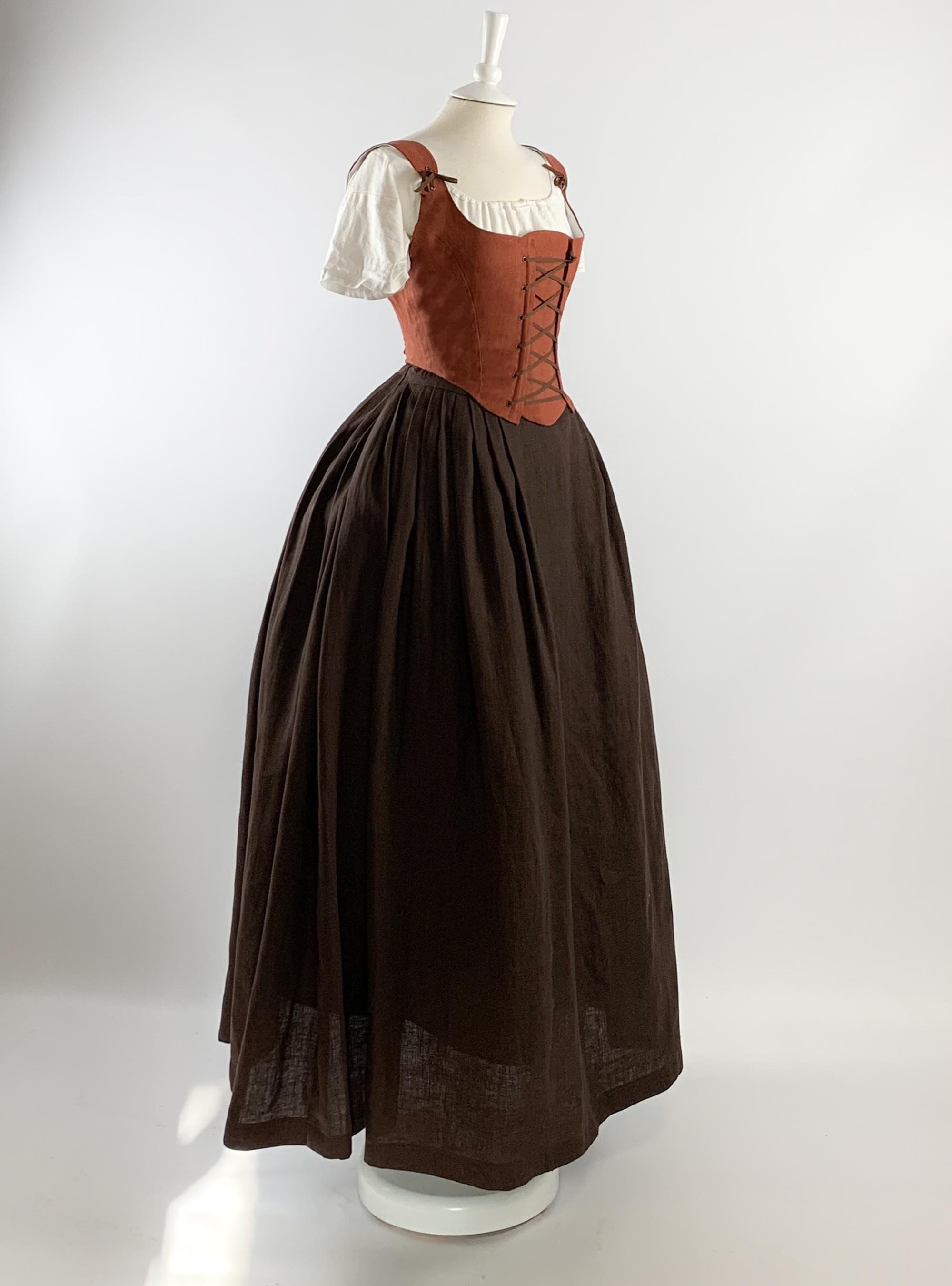 corset peasant dress Ren Faire, Renaissance Dress, Goddess Costume, 2 Pc SET, Corset Vest + Dress, Peasant Dress, All Size, LotusTraders D7980 3X White Black
