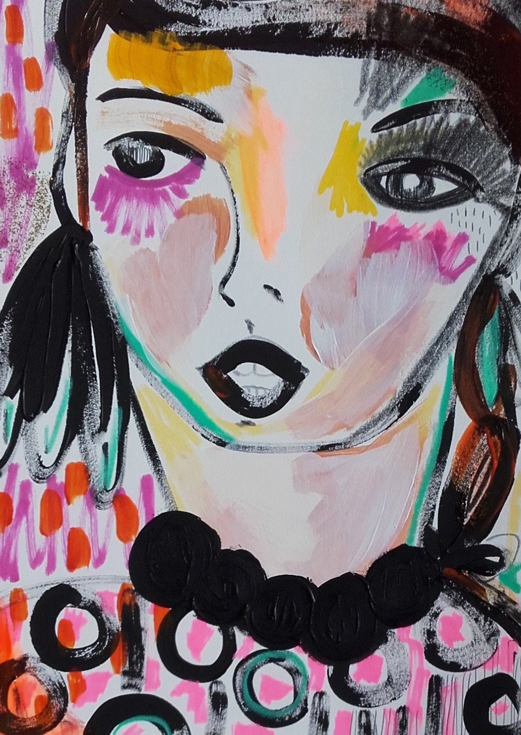 Peinture Visage Femme Contemporain