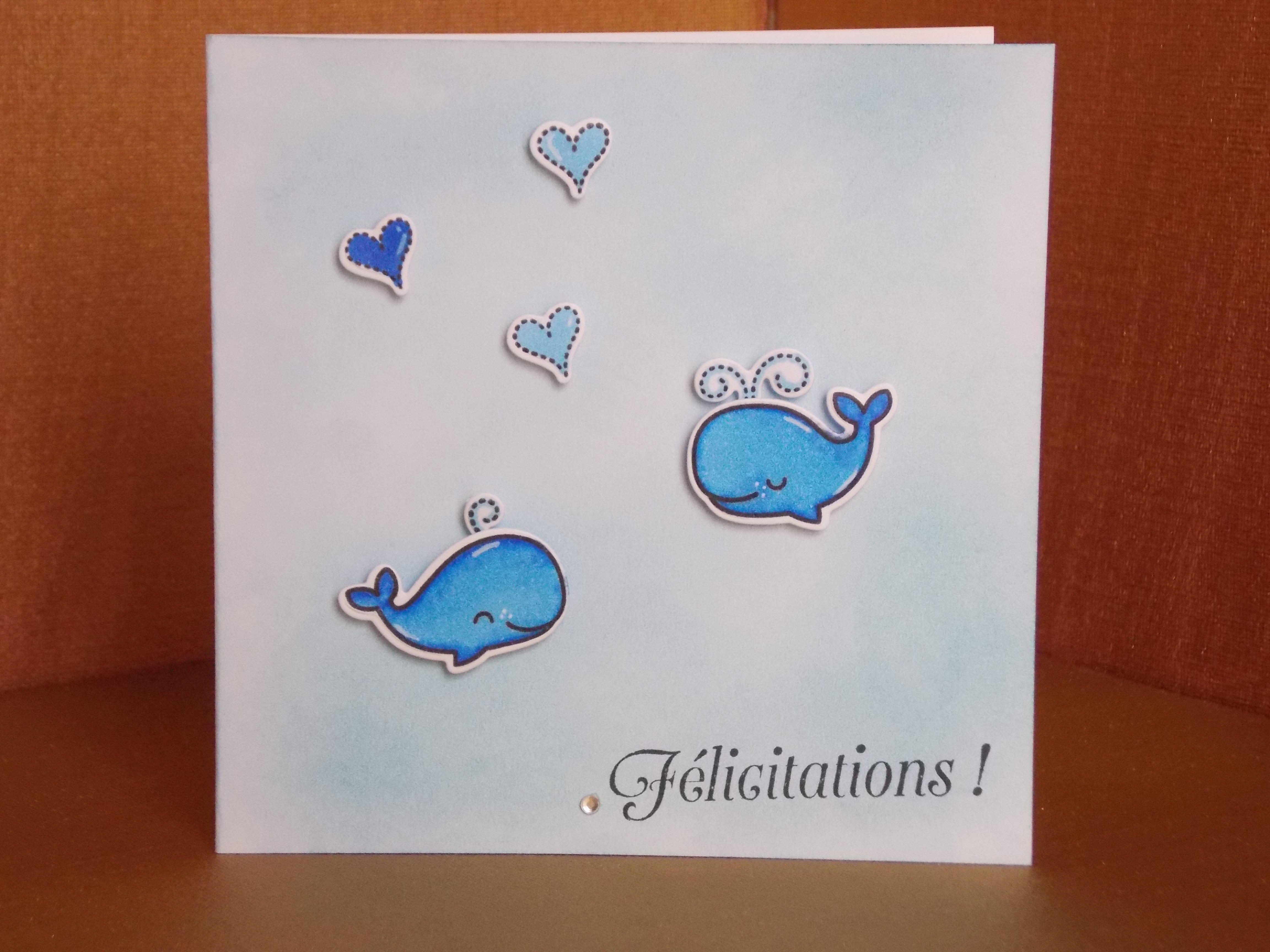 Carte Double Felicitations Naissance Garcon Baleines Papeterie Cartes Felicitations Par Sandra140