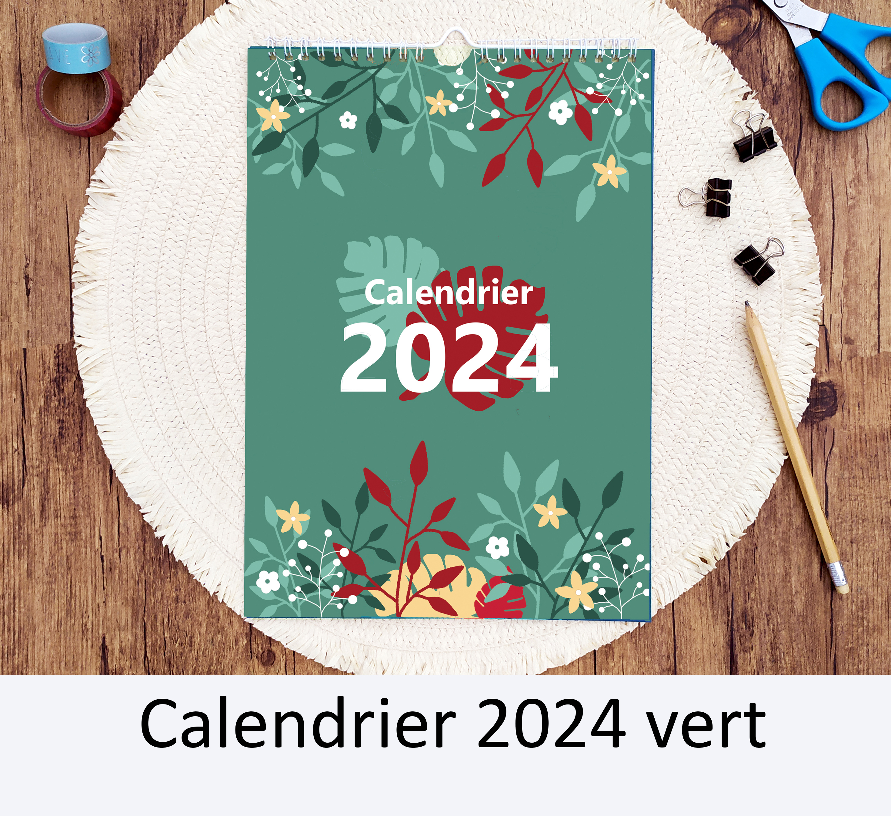 Calendrier mural 2024, format a4, en français : papeterie-calendriers par  alexiableu