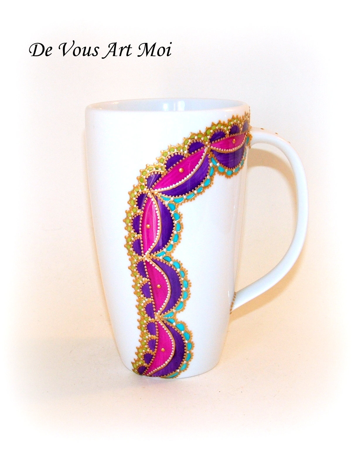 Mug tasse porcelaine colorée 60cl,fait main,grand mug céramque  multicolore,peint à la main : ustensiles-de-cuisine-et-vaisselle par  devousartmoi