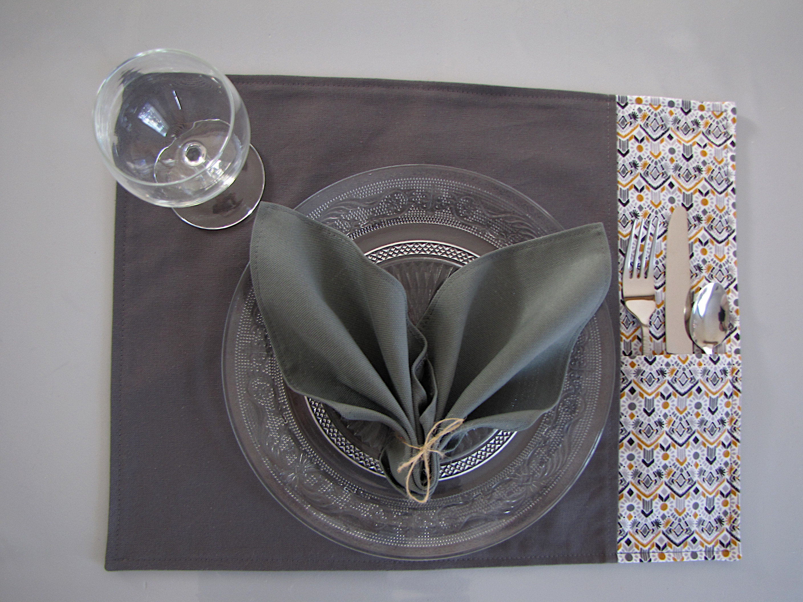Serviette de table tissu coton lavable - repas - décoration table