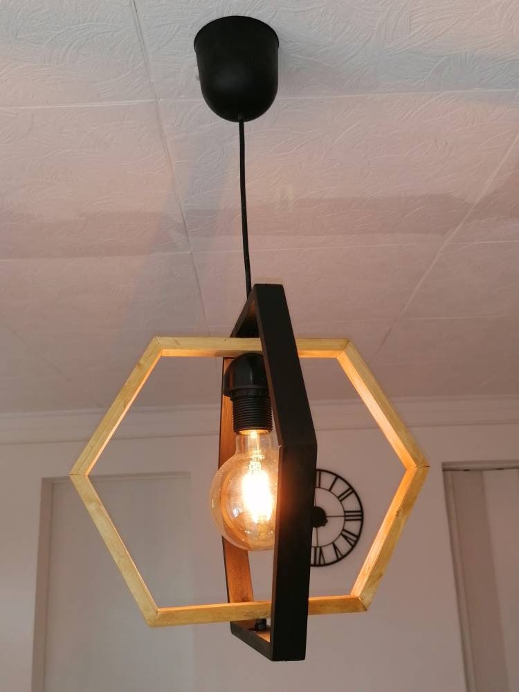Suspension En Bois Flotté, Lustre Design Contemporain Fait Main