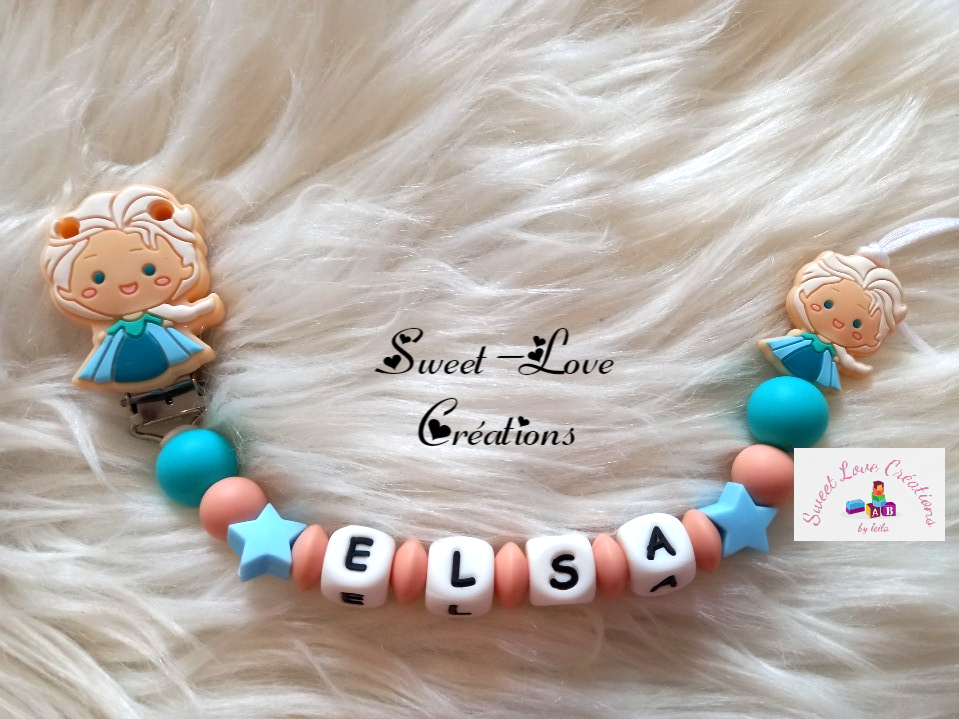 Attache tétine personnalisée reine des neiges accessoiresbebe par sweetlovecreation